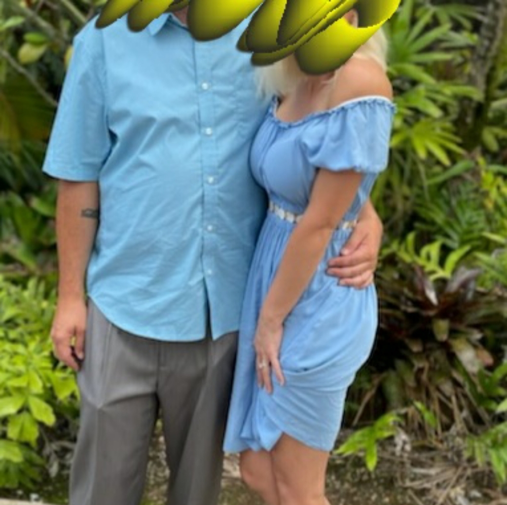 Blue dress with shells